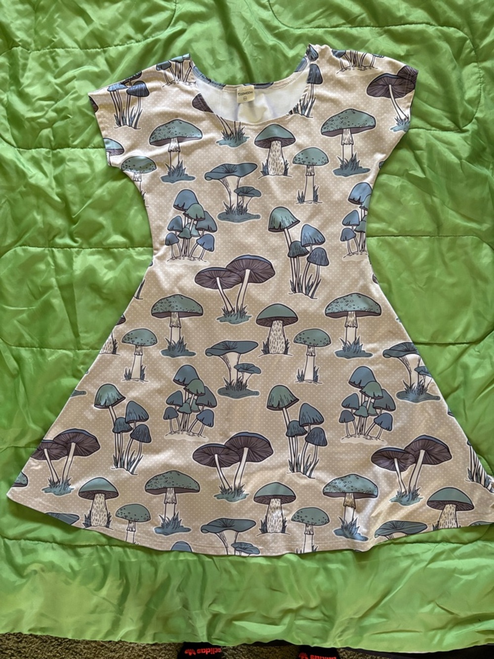 Trippy Magical Mushroom-Print Midi Dress XxL